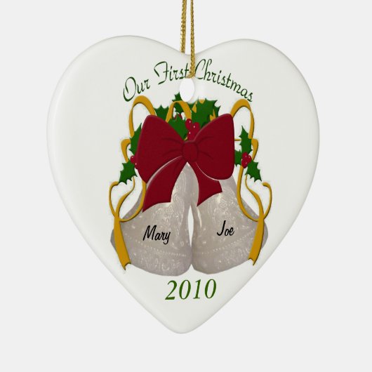 Eerste kerst bruiloft klokken Ornament (Rechts)