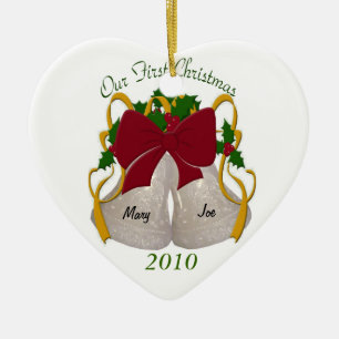 Eerste kerst bruiloft klokken Ornament
