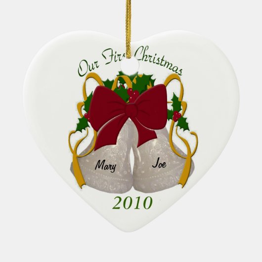 Eerste kerst bruiloft klokken Ornament (Achterkant)