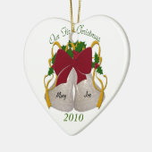Eerste kerst bruiloft klokken Ornament (Links)