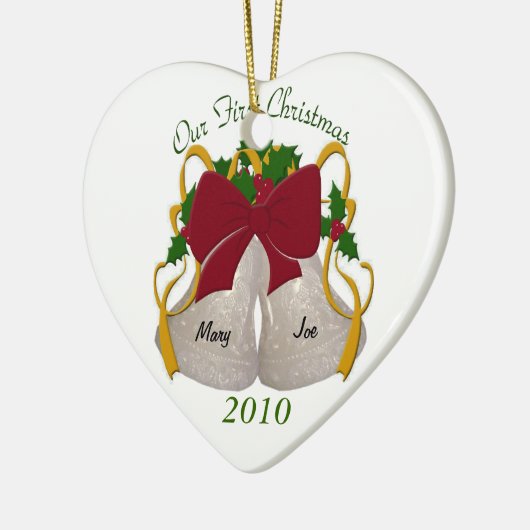 Eerste kerst bruiloft klokken Ornament (Links)