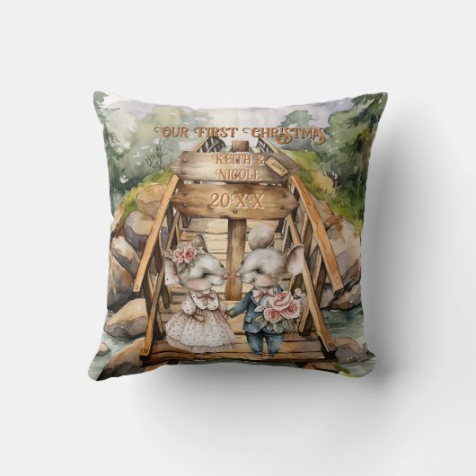 Eerste kerst buiten-houdend koppel pasgetrouwd ste kussen (Achterkant)