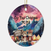 Eerste kerst buitenshuis paar Pas getrouwd Keramisch Ornament (Links)