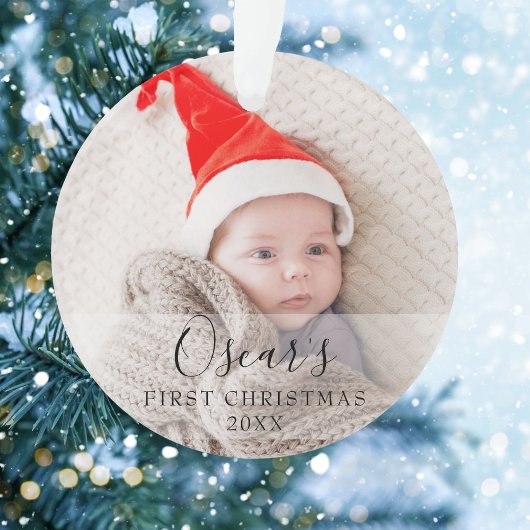 Eerste kerst cadeau baby foto naam ornament