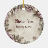 Eerste kerst De Prints van je baby Bloemen Keramisch Ornament (Achterkant)