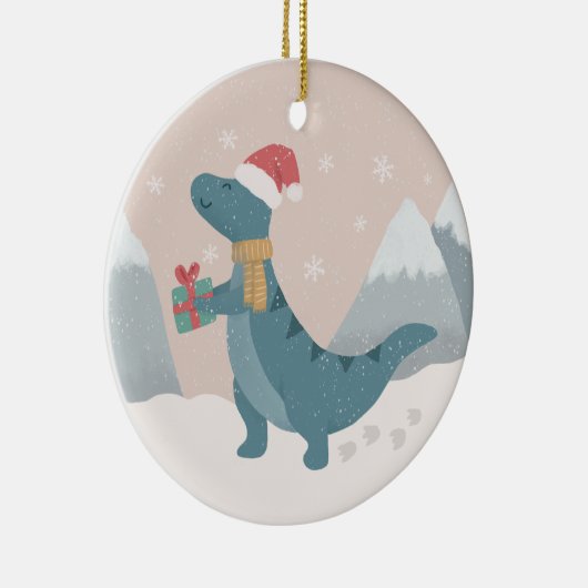 Eerste kerst dinosaurus keramisch ornament (Rechts)