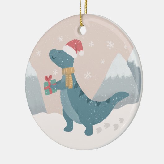 Eerste kerst dinosaurus keramisch ornament (Links)