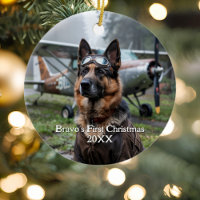 Eerste kerst Duitse Herdershond Piloot Grappig