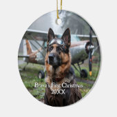Eerste kerst Duitse herdershond piloot grappig Keramisch Ornament (Links)