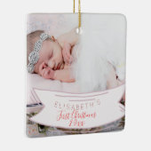 Eerste kerst eenvoudig script pasgeboren baby foto keramisch ornament (Rechts)