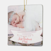 Eerste kerst eenvoudig script pasgeboren baby foto keramisch ornament (Links)