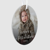 Eerste kerst eenvoudige script baby foto ornament (voorkant)