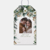 Eerste kerst Elegant Greenery Arch Foto Cadeaulabel (Voorkant)