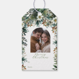 Eerste kerst Elegant Greenery Arch Foto Cadeaulabel