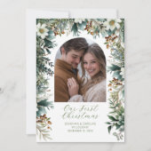 Eerste kerst Elegant Greenery Arch Foto Feestdagenkaart (Voorkant)