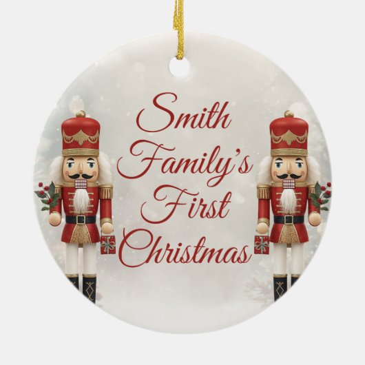 Eerste kerst familie foto Notenkraker Ornament (Achterkant)