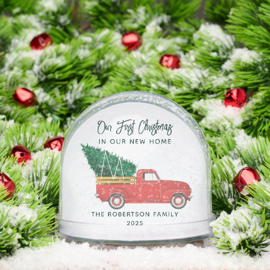 Eerste kerst familiefoto Modern Custom Sneeuwbol (Kerstmis)