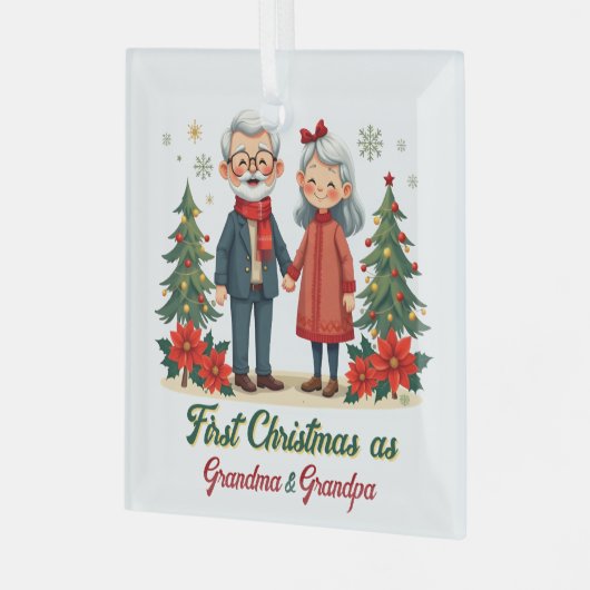 Eerste kerst feestelijke grootouder Keepsake Glas Ornament (Voorkant links)