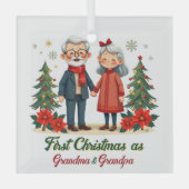 Eerste kerst feestelijke grootouder Keepsake Glas Ornament (Voorkant)