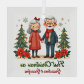 Eerste kerst feestelijke grootouder Keepsake Glas Ornament (Achterkant)
