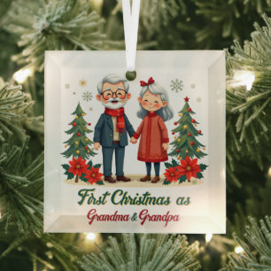 Eerste kerst feestelijke grootouder Keepsake Glas Ornament