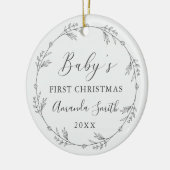 Eerste Kerst Florale Botanische Krans Keramisch Ornament (Links)