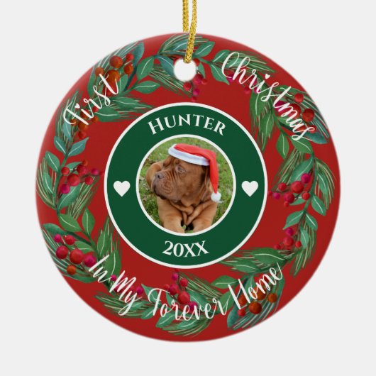 Eerste Kerst Forever Home Pet Wreath Ornament (Voorkant)