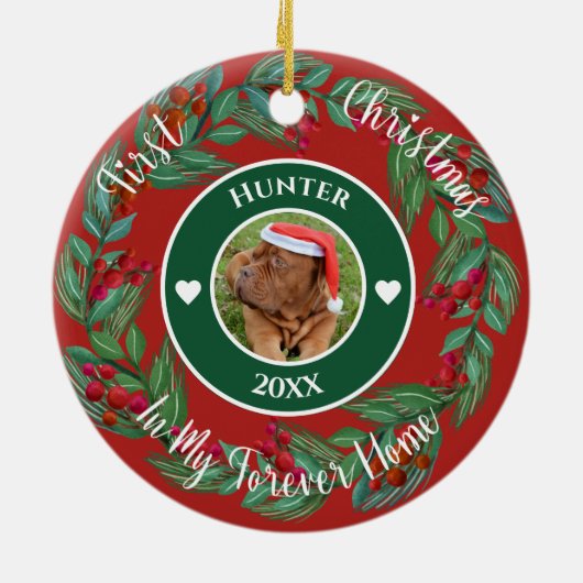 Eerste Kerst Forever Home Pet Wreath Ornament (Achterkant)