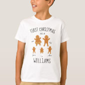 Eerste kerst geadopteerde aangepaste gemberkoekfam t-shirt (Voorkant)