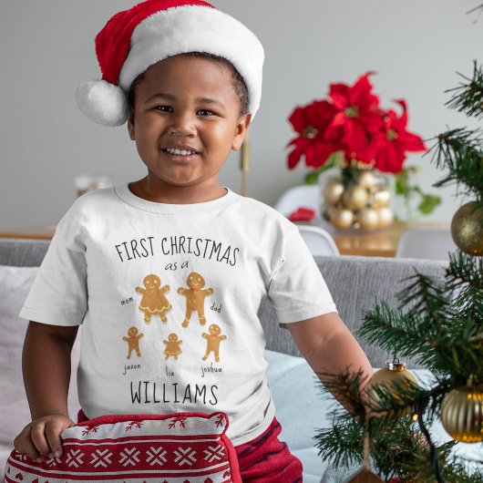 Eerste kerst geadopteerde aangepaste gemberkoekfam t-shirt