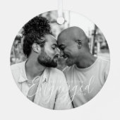 Eerste kerst geëngageerde Gay Pride gepersonalisee Metalen Ornament (Achterkant)