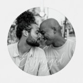 Eerste kerst geëngageerde Gay Pride gepersonalisee Metalen Ornament (Voorkant)