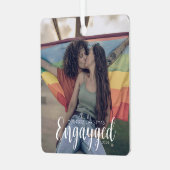 Eerste kerst geëngageerde Gay Pride gepersonalisee Metalen Ornament (Voorkant links)