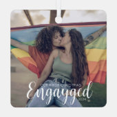 Eerste kerst geëngageerde Gay Pride gepersonalisee Metalen Ornament (Achterkant)