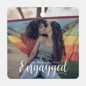 Eerste kerst geëngageerde Gay Pride gepersonalisee Metalen Ornament (Voorkant)