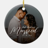 Eerste kerst gehuwd met meneer mevrouw Pas getrouw Keramisch Ornament (Achterkant)