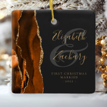 Eerste kerst gehuwd Verbrand Oranje Agaat Goud