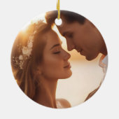 Eerste kerst gehuwde foto en datum keramisch ornament (Achterkant)