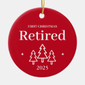 Eerste kerst gepensioneerd rood keramisch ornament (Voorkant)