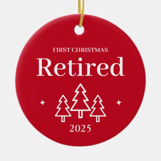 Eerste kerst gepensioneerd rood keramisch ornament (Voorkant)