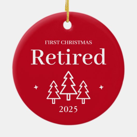 Eerste kerst gepensioneerd rood keramisch ornament (Achterkant)