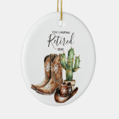 Eerste kerst gepensioneerde Cactus Cowboy Gift Keramisch Ornament (Rechts)