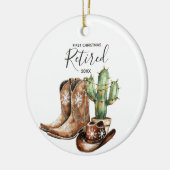 Eerste kerst gepensioneerde Cactus Cowboy Gift Keramisch Ornament (Links)