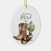 Eerste kerst gepensioneerde Cowboy Cactus Keepsake Keramisch Ornament (Rechts)