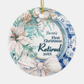 Eerste kerst gepensioneerde krans keramisch ornament (Voorkant)