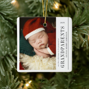 Eerste kerst gepromoveerde grootouders 2 foto's keramisch ornament