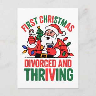 Eerste kerst gescheiden en succesvol kerstfeest briefkaart