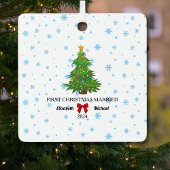 Eerste kerst Getrouwd 2024 Custom Paar Metalen Ornament