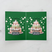 Eerste kerst getrouwd 2025 | feestelijke taart kaart (Binnen)