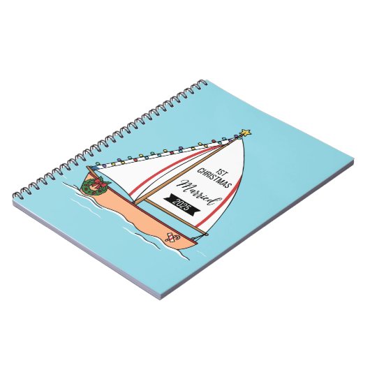 Eerste kerst getrouwd 2025 | Schattige nautisch Notitieboek (Linkerzijde)